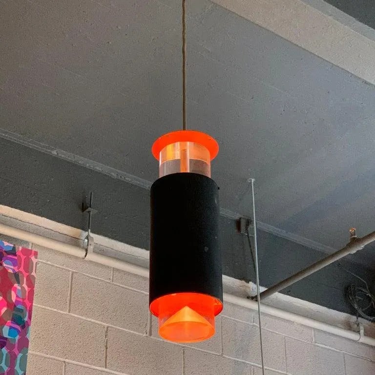 Danish Modern Lucite and Aluminum Cylinder Pendant Light by Simon Henningsen - 5