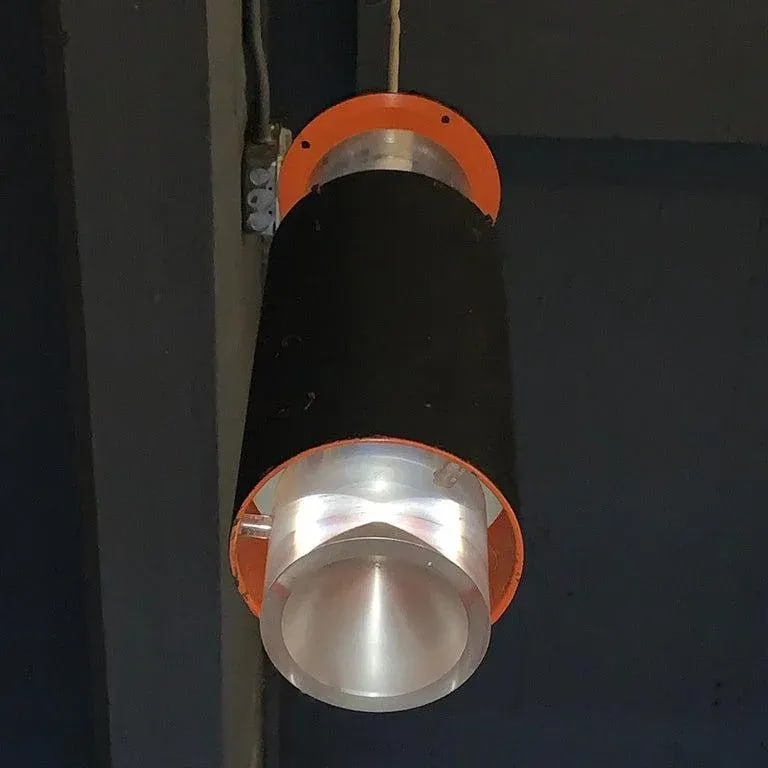 Danish Modern Lucite and Aluminum Cylinder Pendant Light by Simon Henningsen - 6