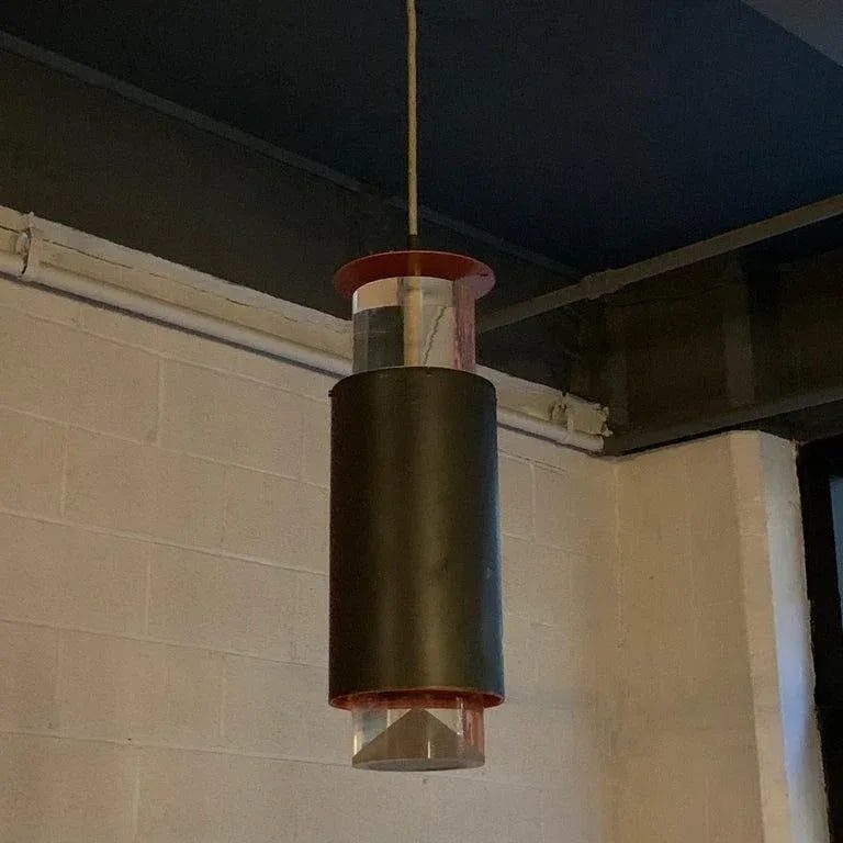 Danish Modern Lucite and Aluminum Cylinder Pendant Light by Simon Henningsen - 7