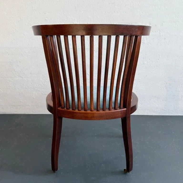 Early 1900s Regency Style Mahogany Rolling Barrel Back Armchair - 4