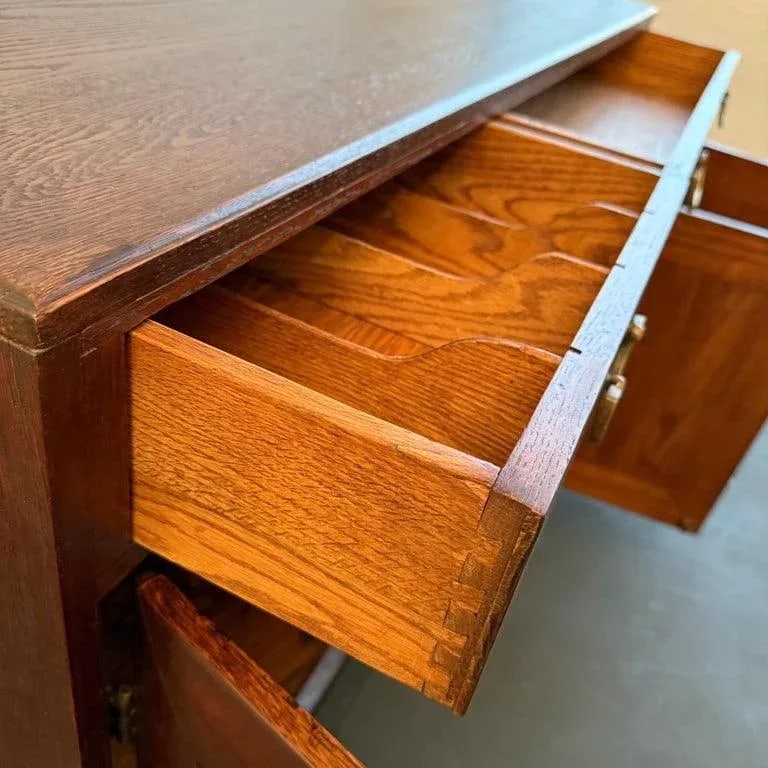 1940s Craftsman Carved Oak Sideboard Credenza by Old Hickory Furniture Company - 11
