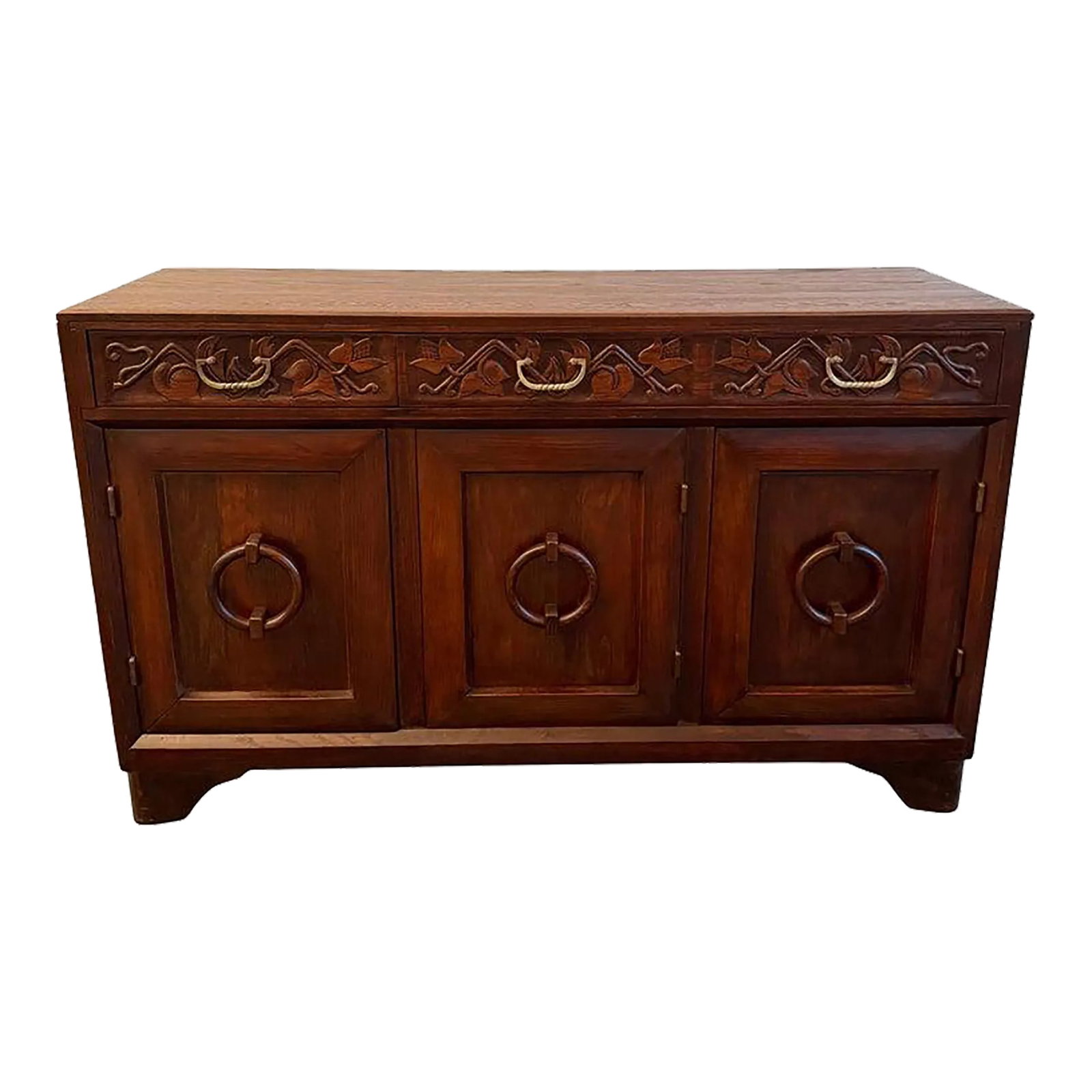 1940s Craftsman Carved Oak Sideboard Credenza by Old Hickory Furniture Company (1 of 12)