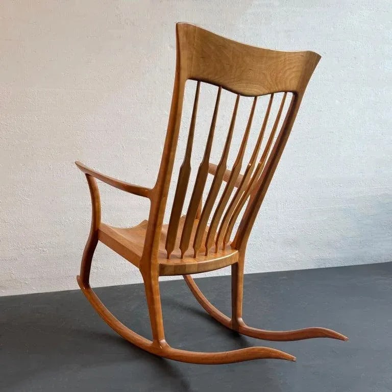1990s Artisan-Made Spindle Back Rocking Chair in the Style of Sam Maloof - 10