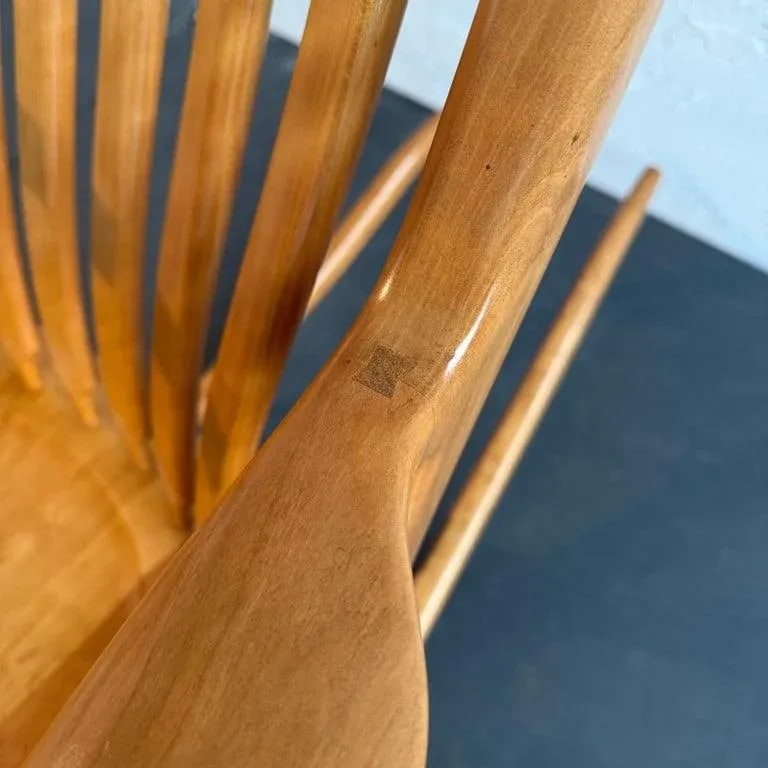 1990s Artisan-Made Spindle Back Rocking Chair in the Style of Sam Maloof - 11