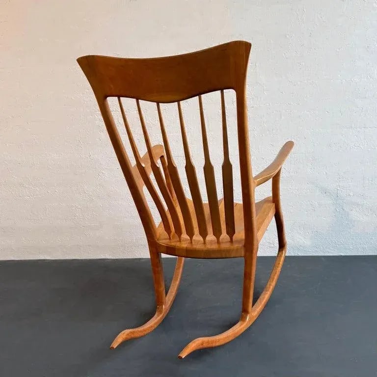 1990s Artisan-Made Spindle Back Rocking Chair in the Style of Sam Maloof - 4