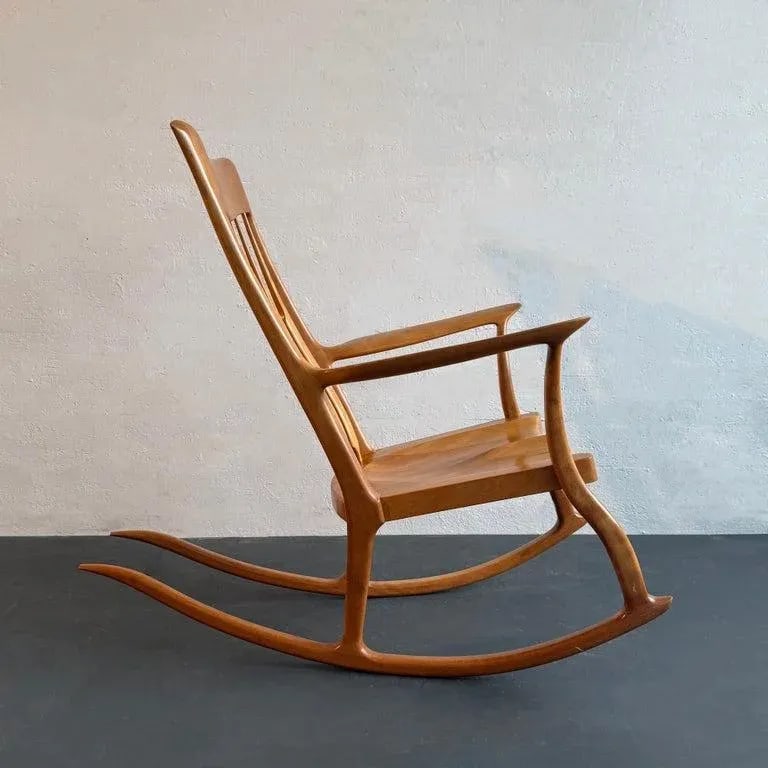 1990s Artisan-Made Spindle Back Rocking Chair in the Style of Sam Maloof - 5