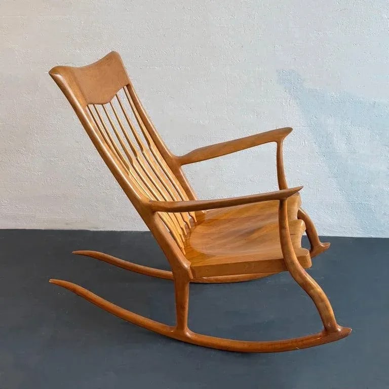 1990s Artisan-Made Spindle Back Rocking Chair in the Style of Sam Maloof - 6