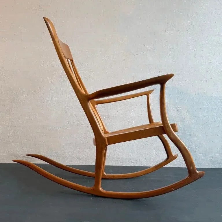 1990s Artisan-Made Spindle Back Rocking Chair in the Style of Sam Maloof - 8