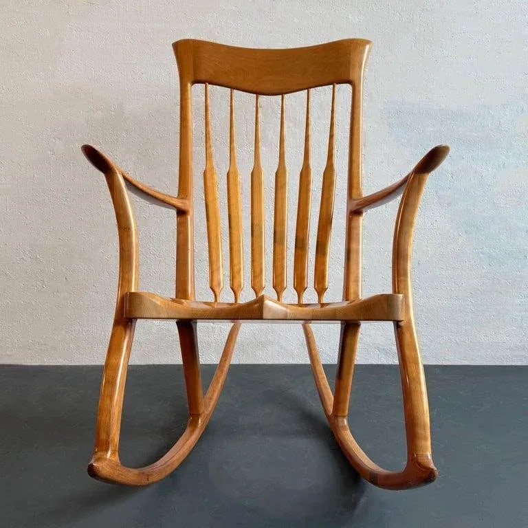 1990s Artisan-Made Spindle Back Rocking Chair in the Style of Sam Maloof - 9