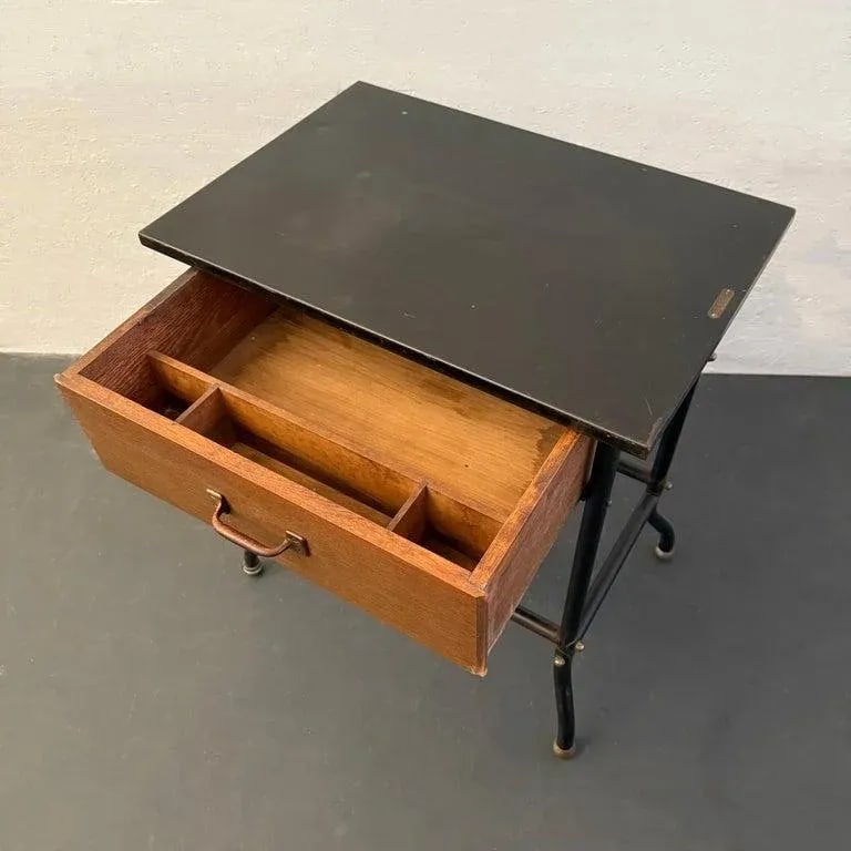 1940s Industrial Black Laminate Top Mail Room Work Table - 5