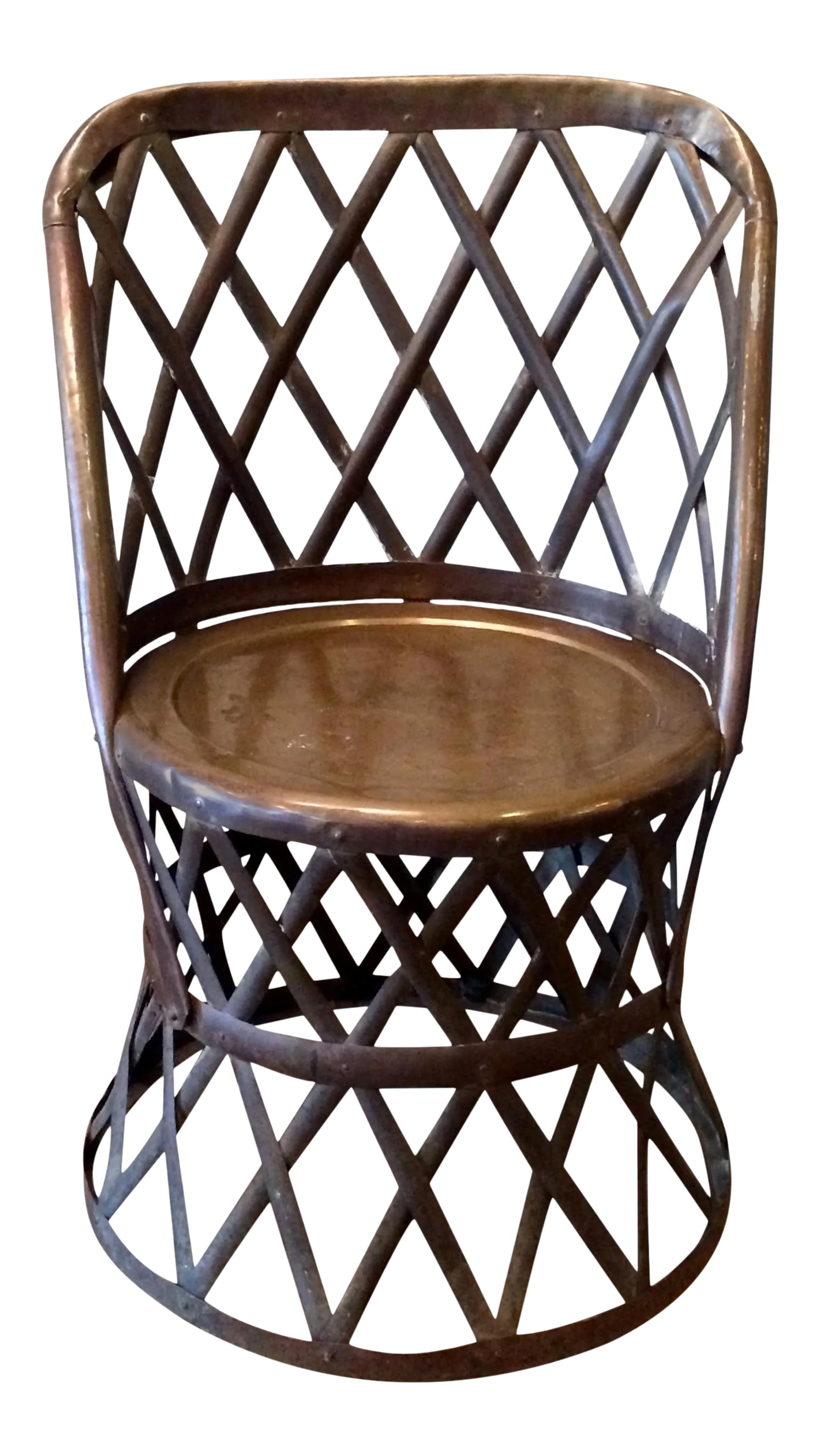 Hollywood Regency Braided Brass Drum Chair by Sarreid (1 of 9)