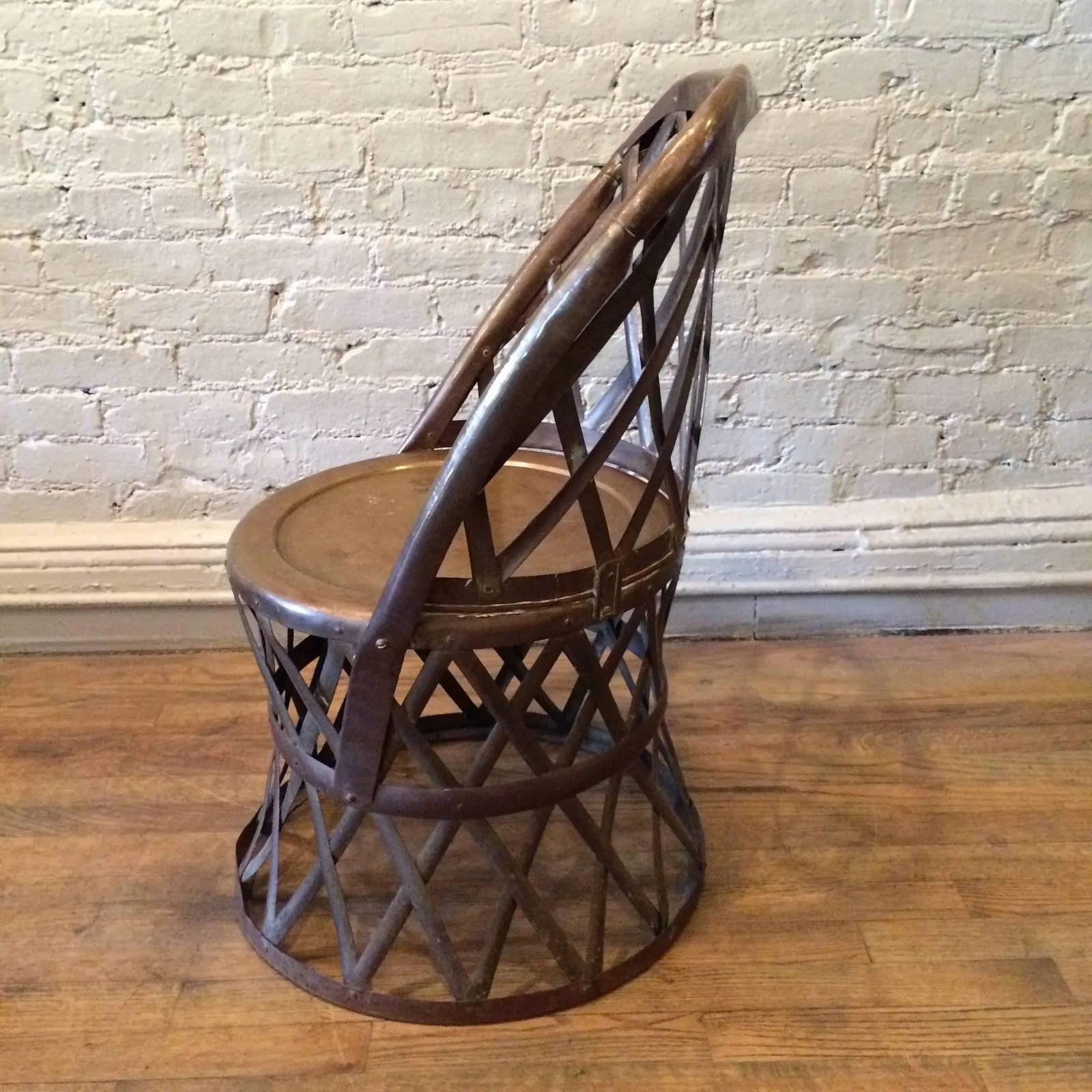 Hollywood Regency Braided Brass Drum Chair by Sarreid - 2