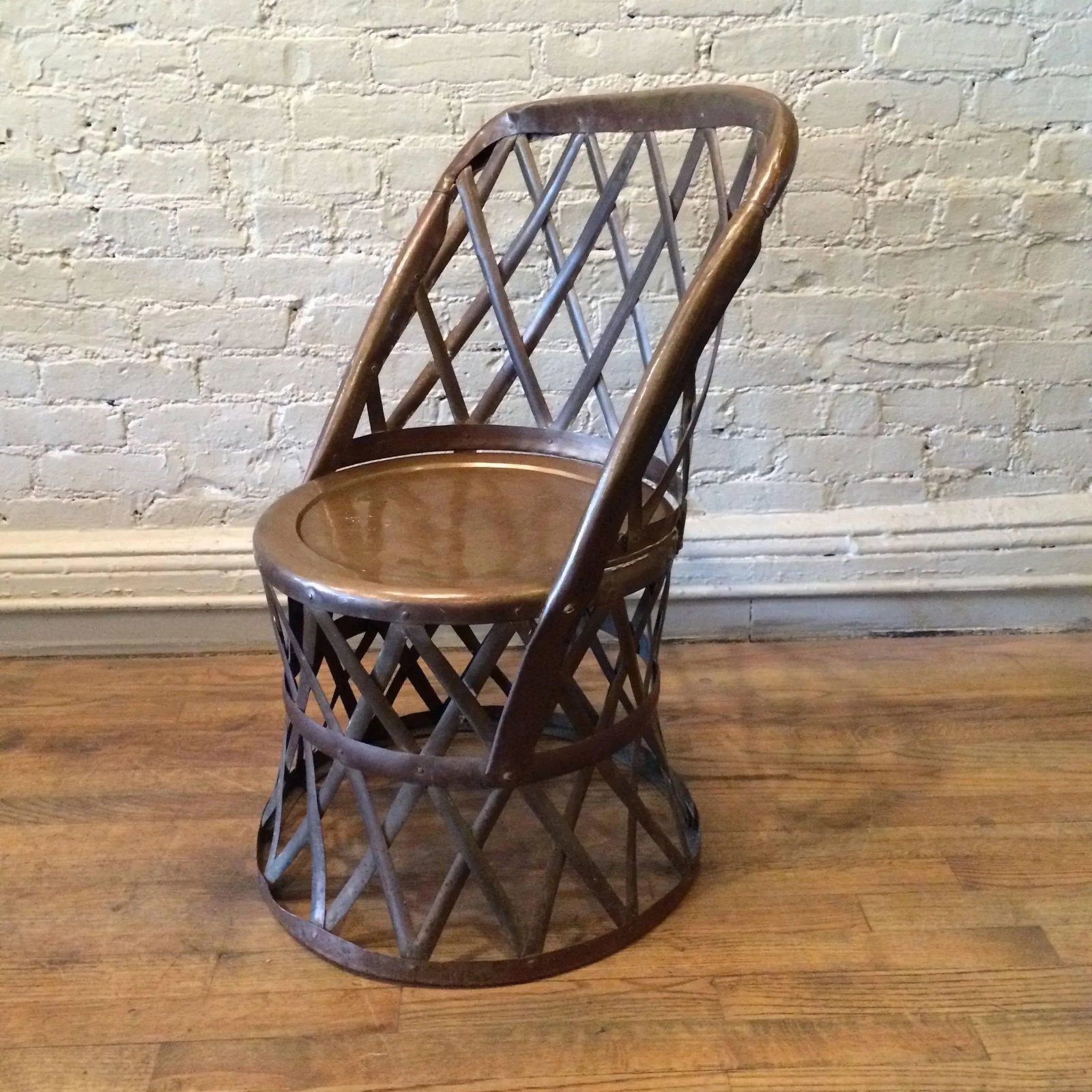 Hollywood Regency Braided Brass Drum Chair by Sarreid - 3