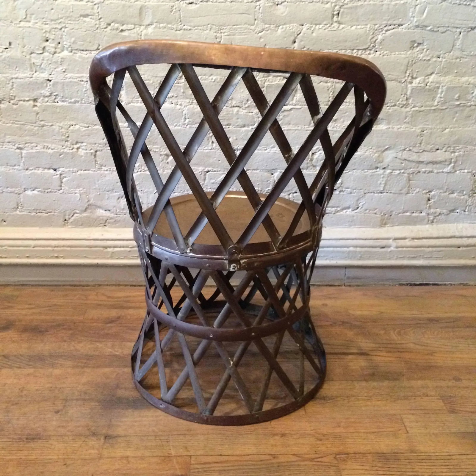 Hollywood Regency Braided Brass Drum Chair by Sarreid - 4