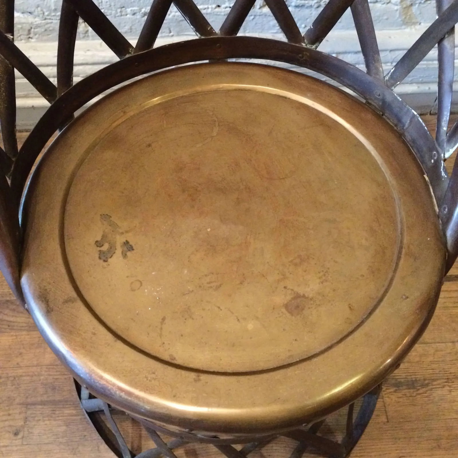 Hollywood Regency Braided Brass Drum Chair by Sarreid - 7