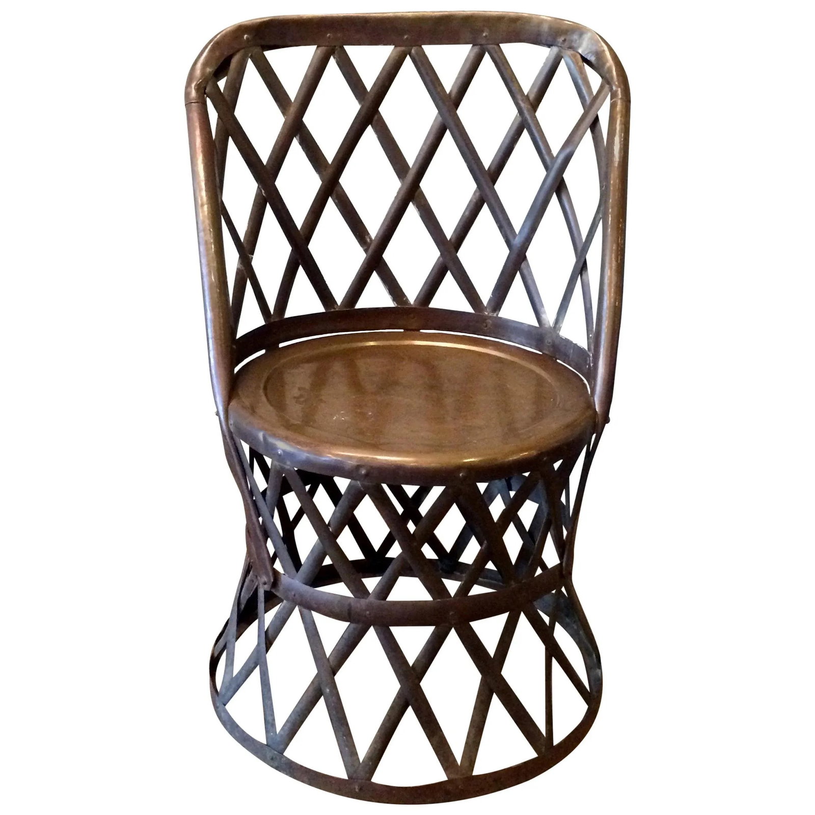 Hollywood Regency Braided Brass Drum Chair by Sarreid - 9