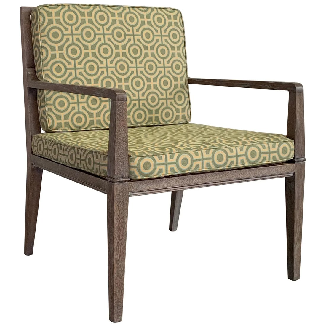 1970s Vintage Hollywood Regency Pickled Oak Upholstered Armchair - 11