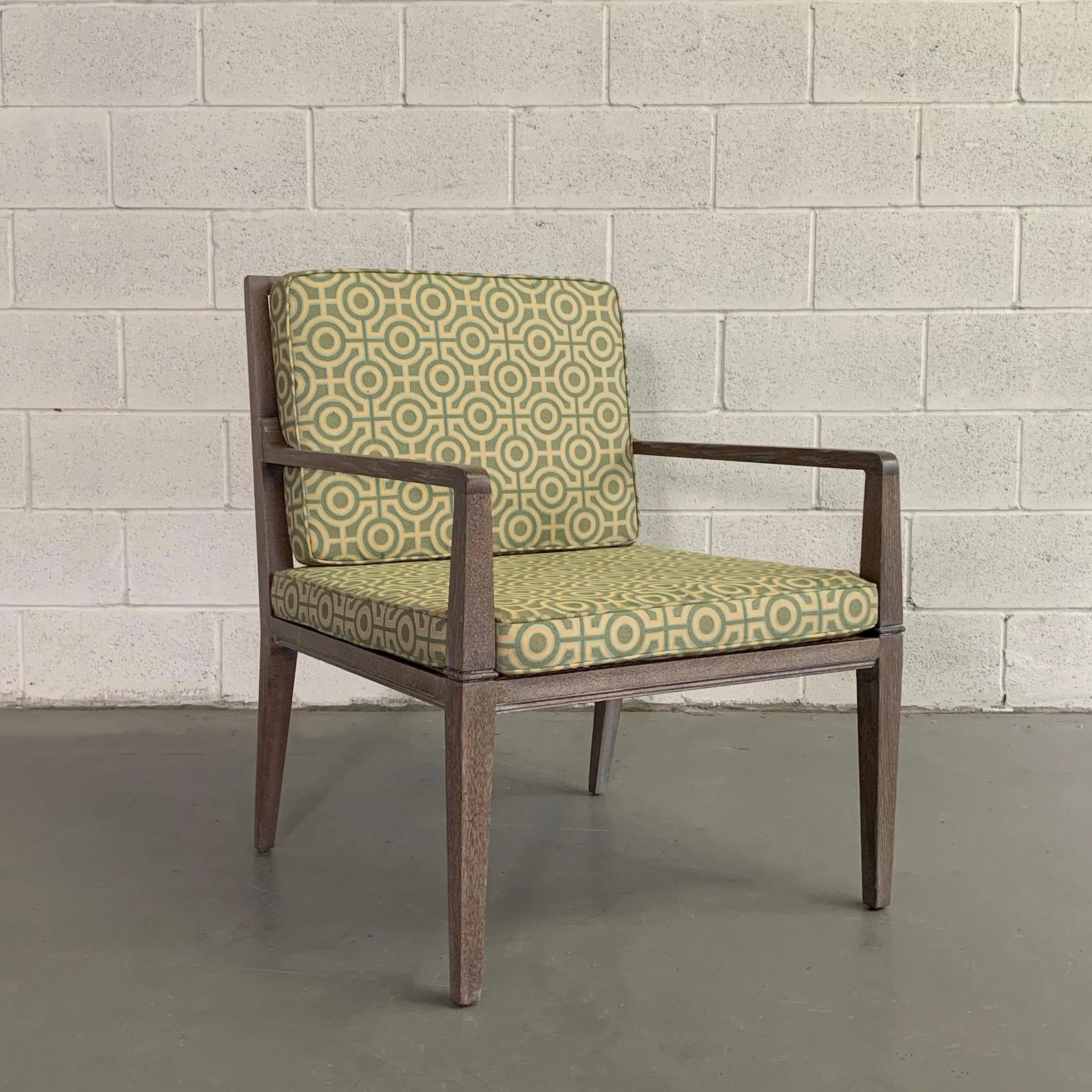 1970s Vintage Hollywood Regency Pickled Oak Upholstered Armchair - 2