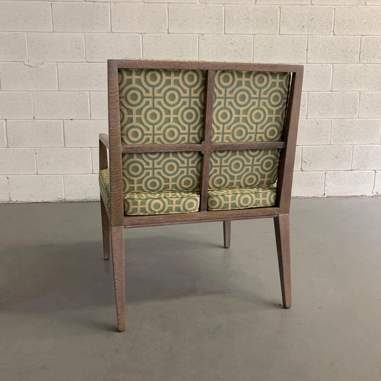 1970s Vintage Hollywood Regency Pickled Oak Upholstered Armchair - 7
