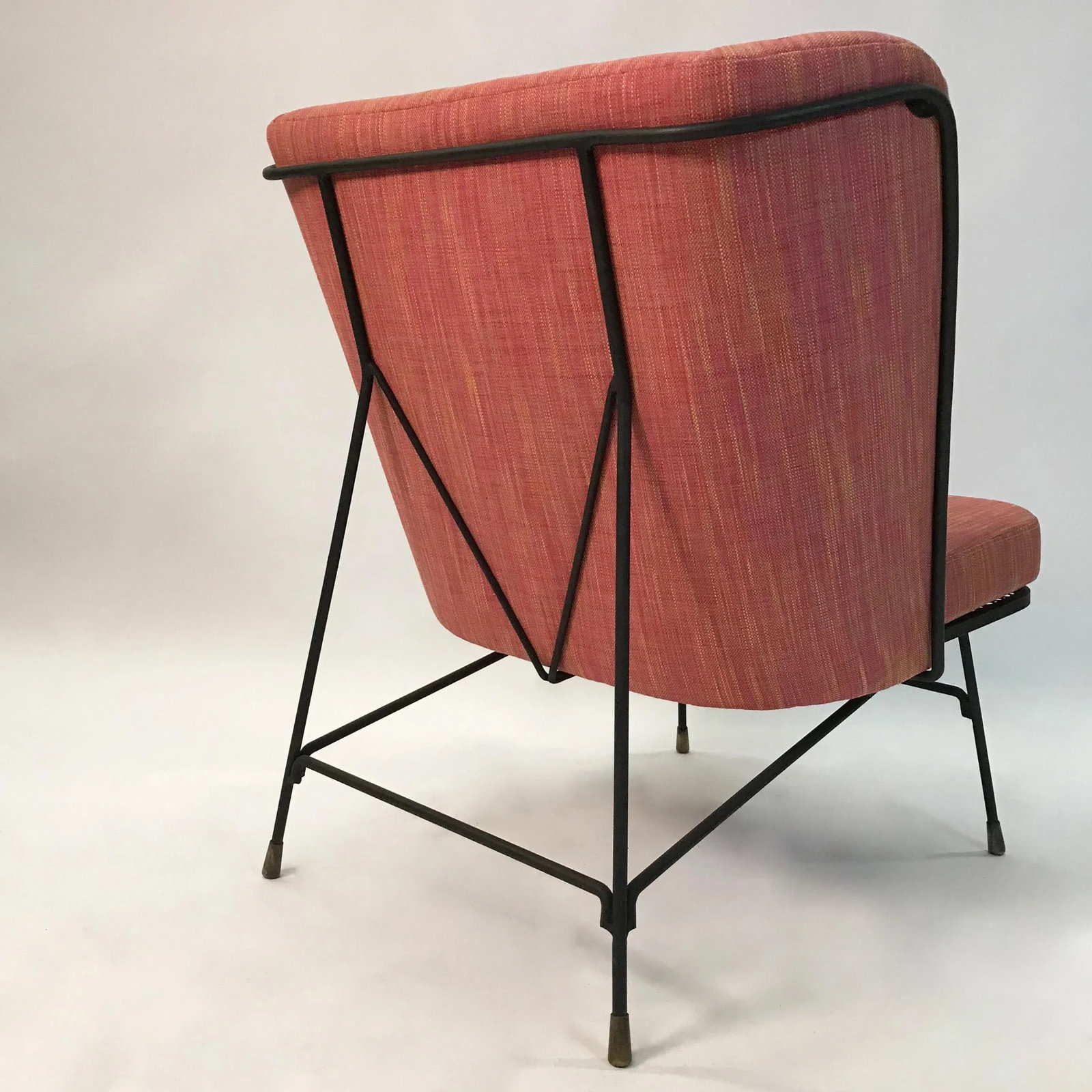 Mid-Century Modern Wrought Iron Upholstered Wingback Chair - 6