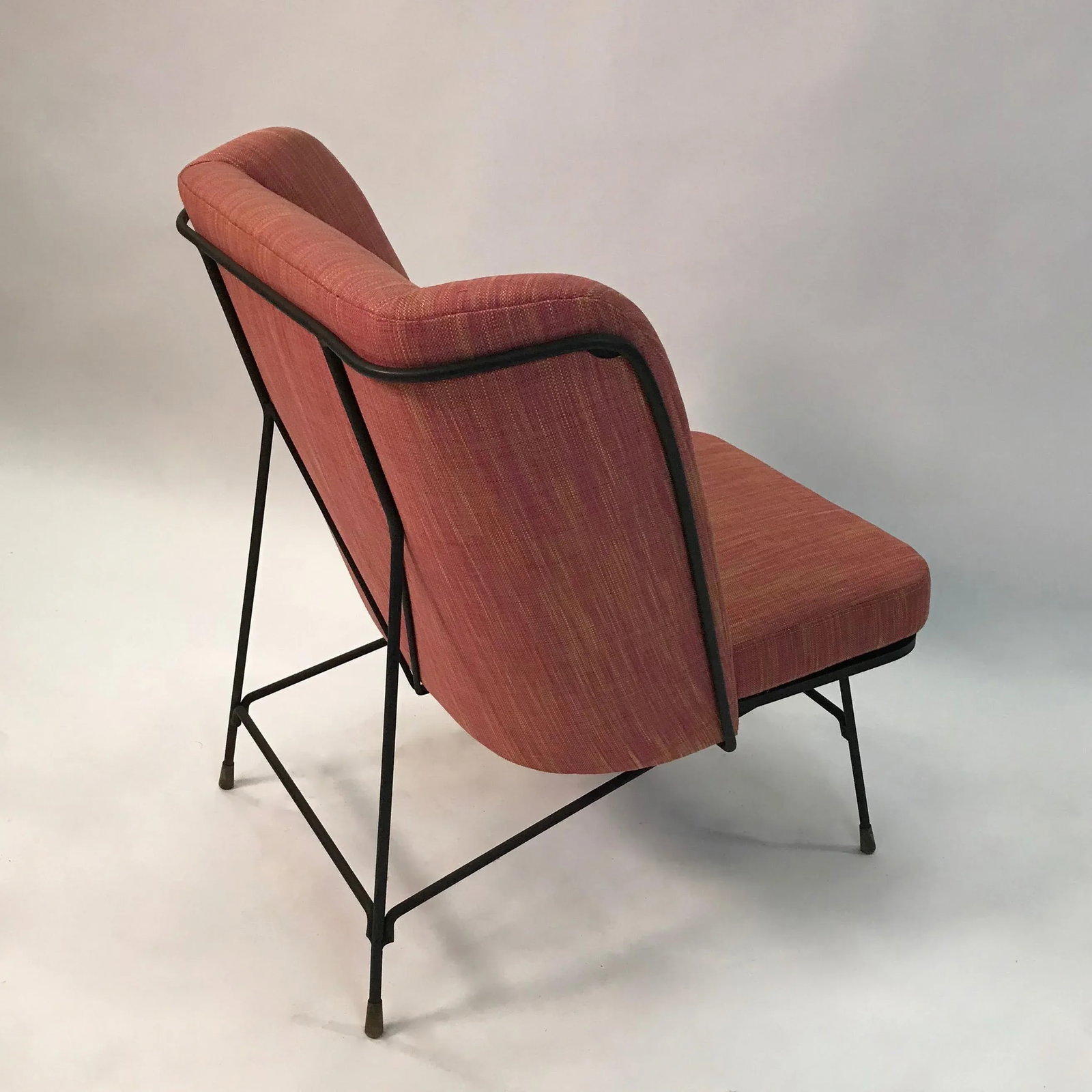 Mid-Century Modern Wrought Iron Upholstered Wingback Chair - 7