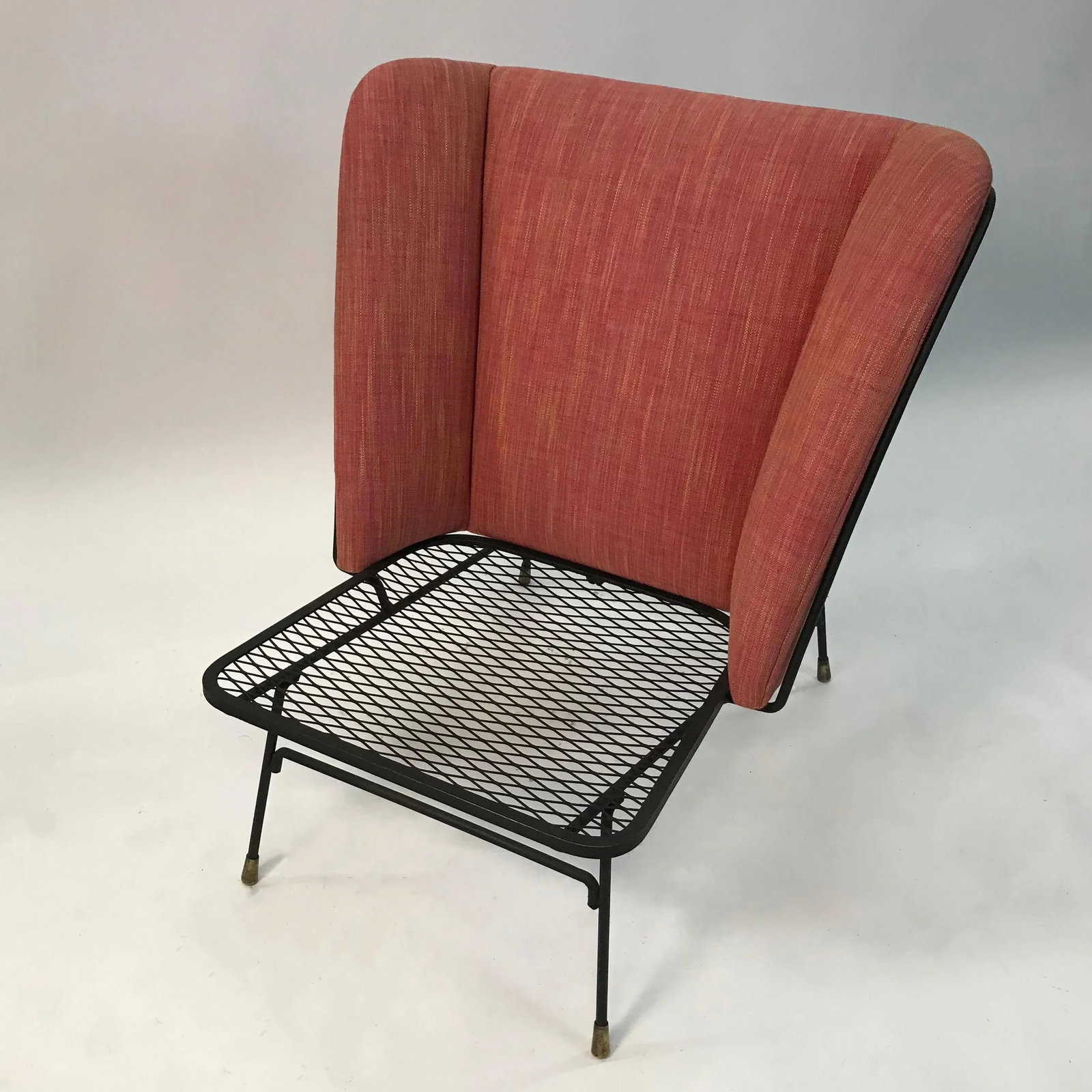 Mid-Century Modern Wrought Iron Upholstered Wingback Chair - 8