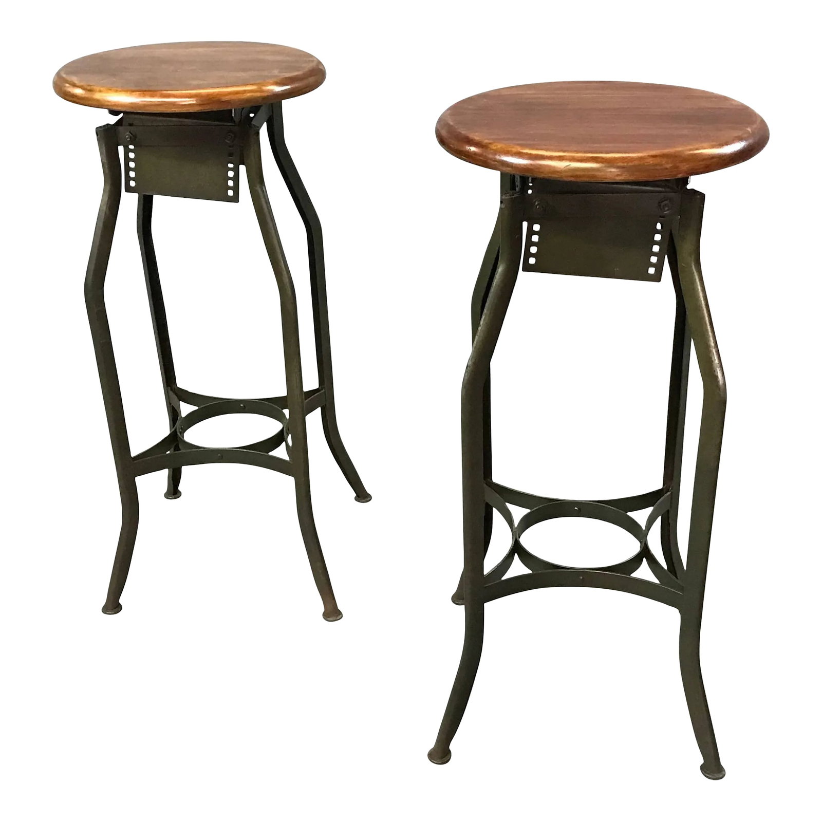 Pair of Industrial Height Adjustable Toledo Shop Stools (1 of 7)