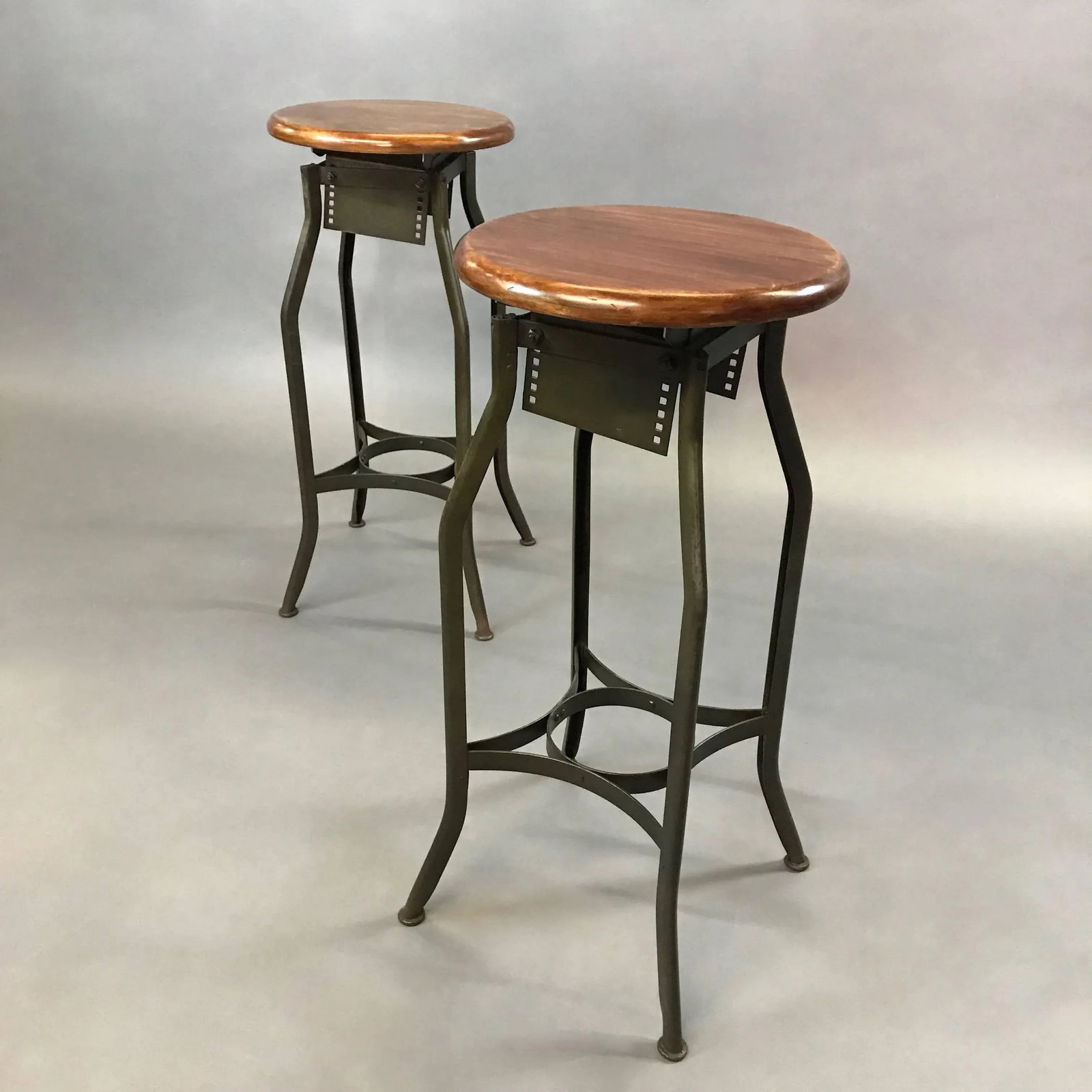 Pair of Industrial Height Adjustable Toledo Shop Stools - 3