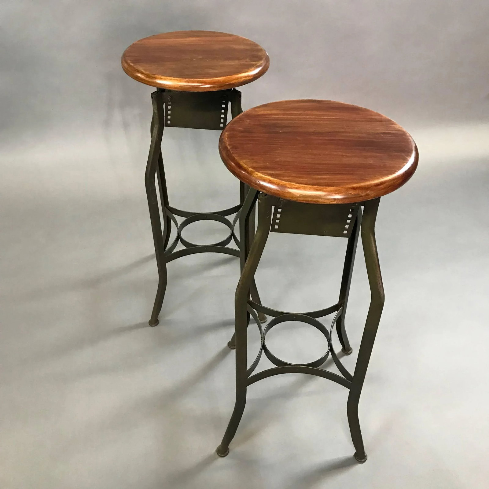 Pair of Industrial Height Adjustable Toledo Shop Stools - 4