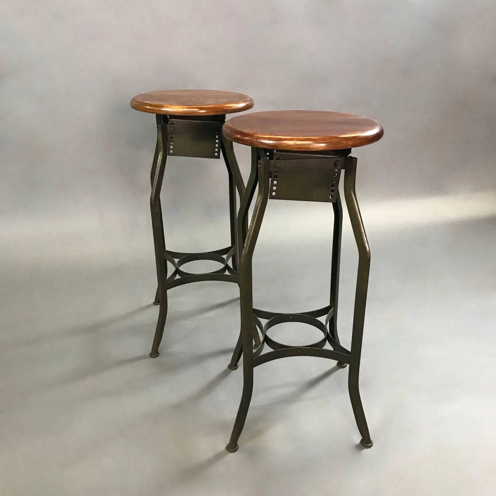Pair of Industrial Height Adjustable Toledo Shop Stools - 5