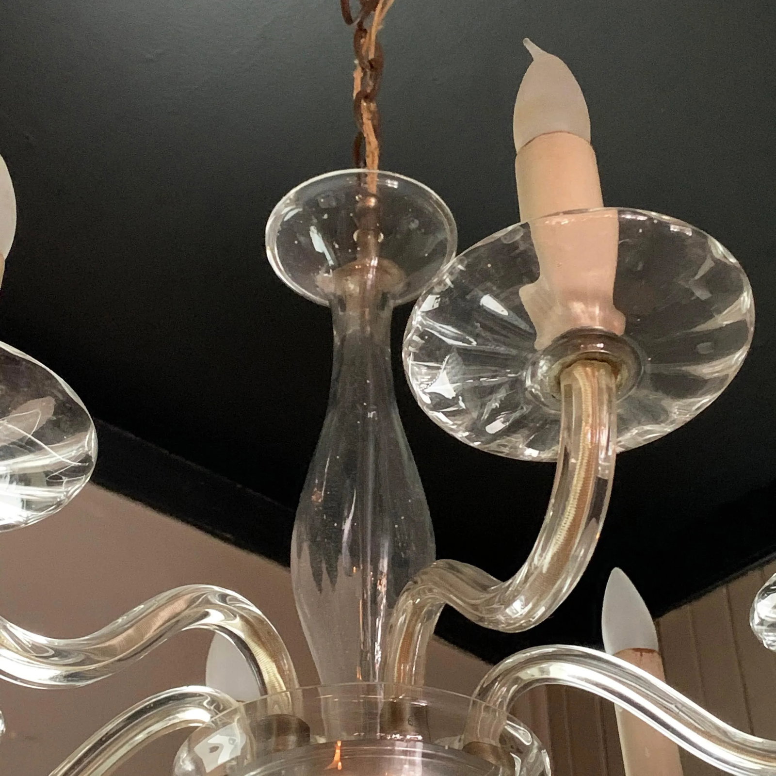 Midcentury Clear Murano Art Glass Chandelier - 10