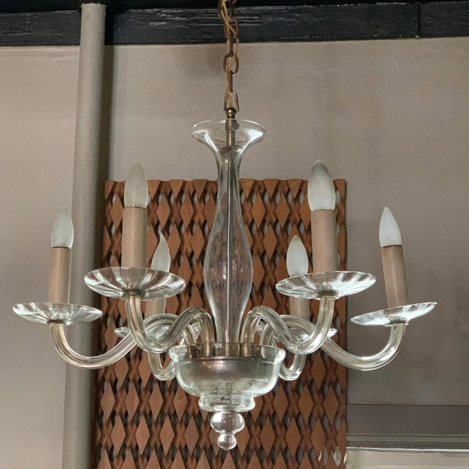 Midcentury Clear Murano Art Glass Chandelier - 2