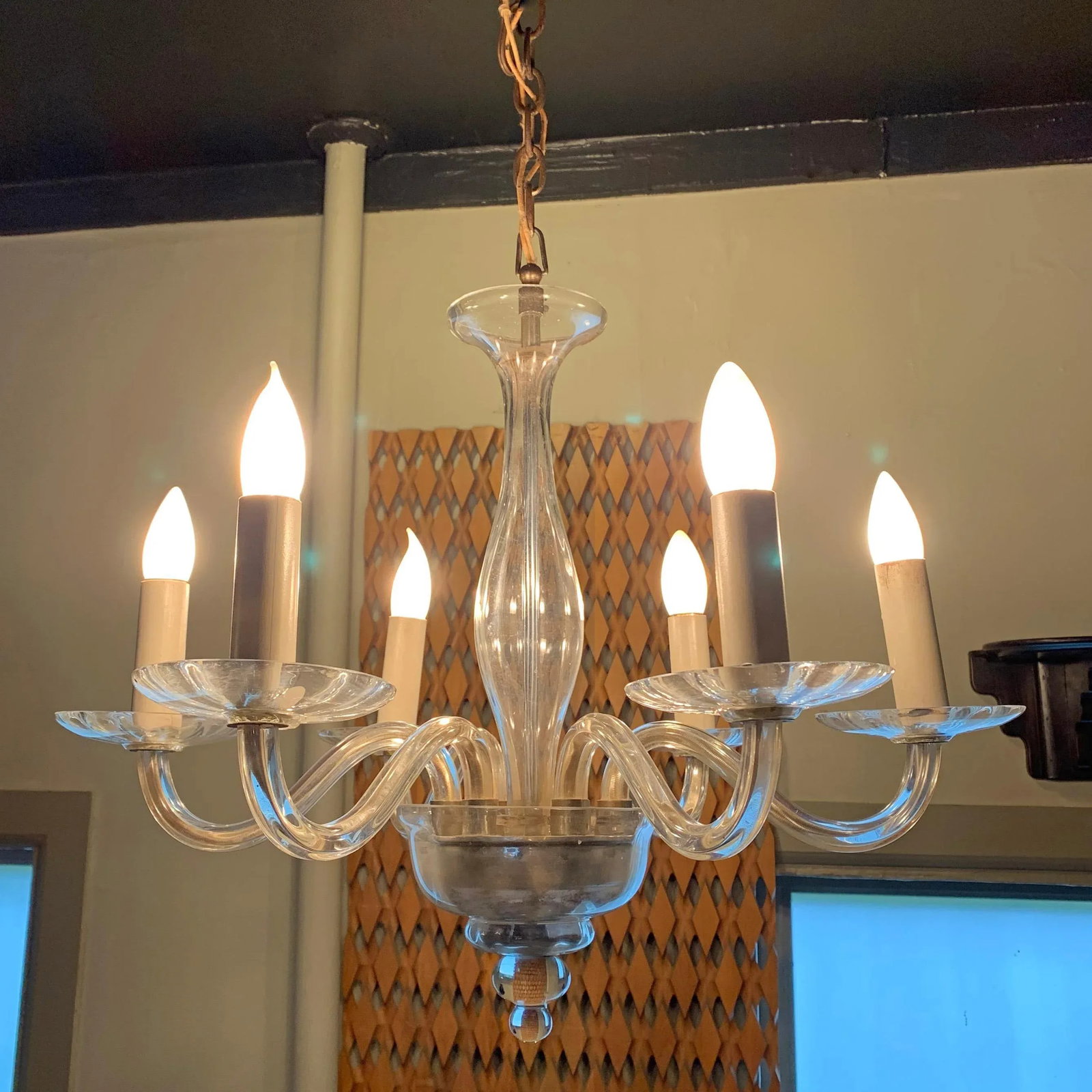 Midcentury Clear Murano Art Glass Chandelier - 3