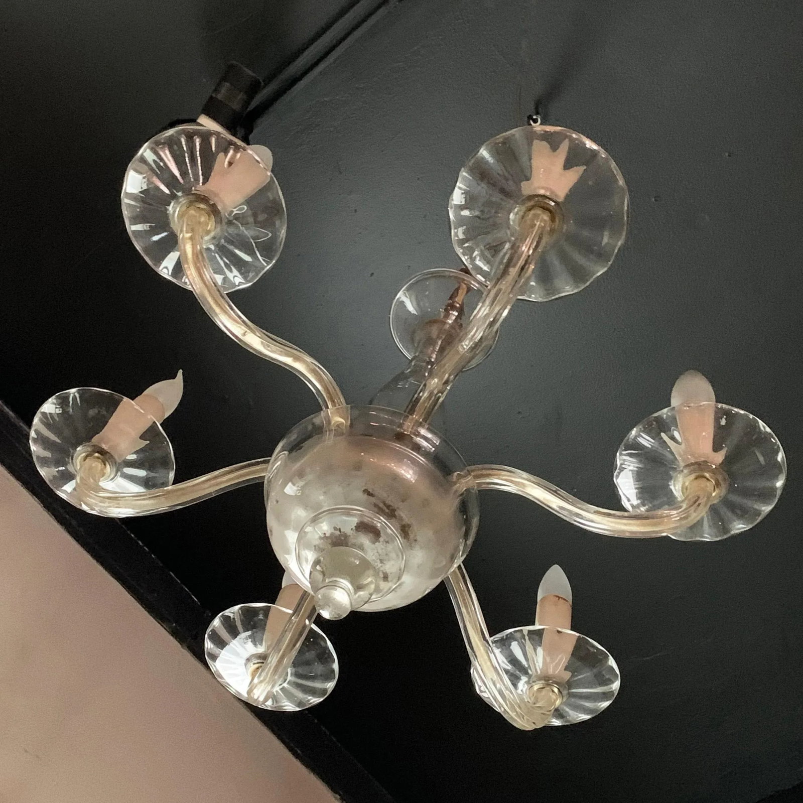 Midcentury Clear Murano Art Glass Chandelier - 5