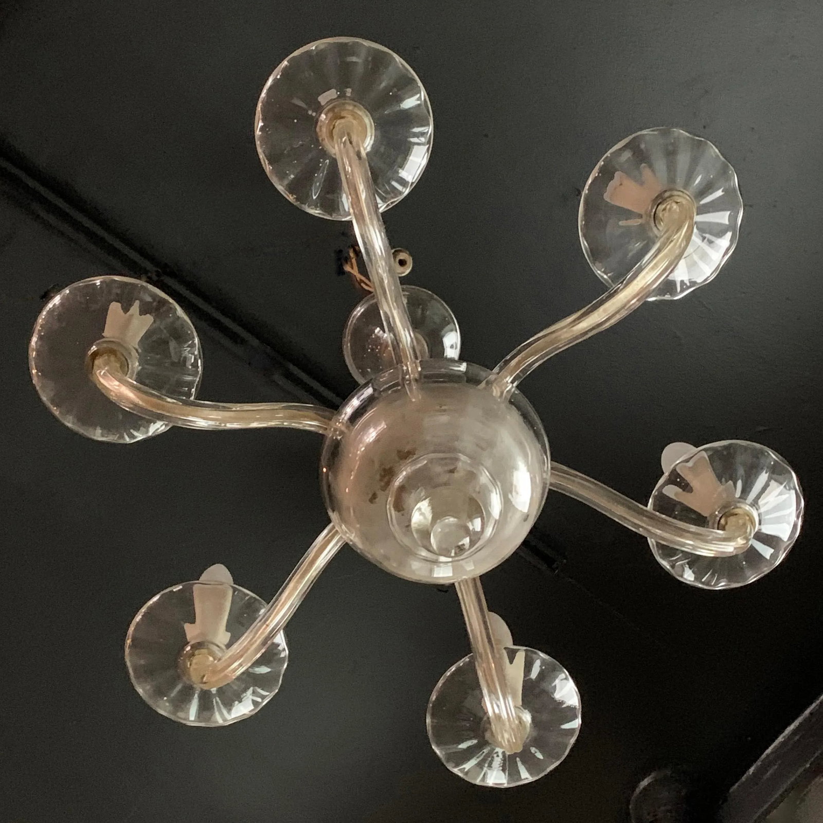 Midcentury Clear Murano Art Glass Chandelier - 7