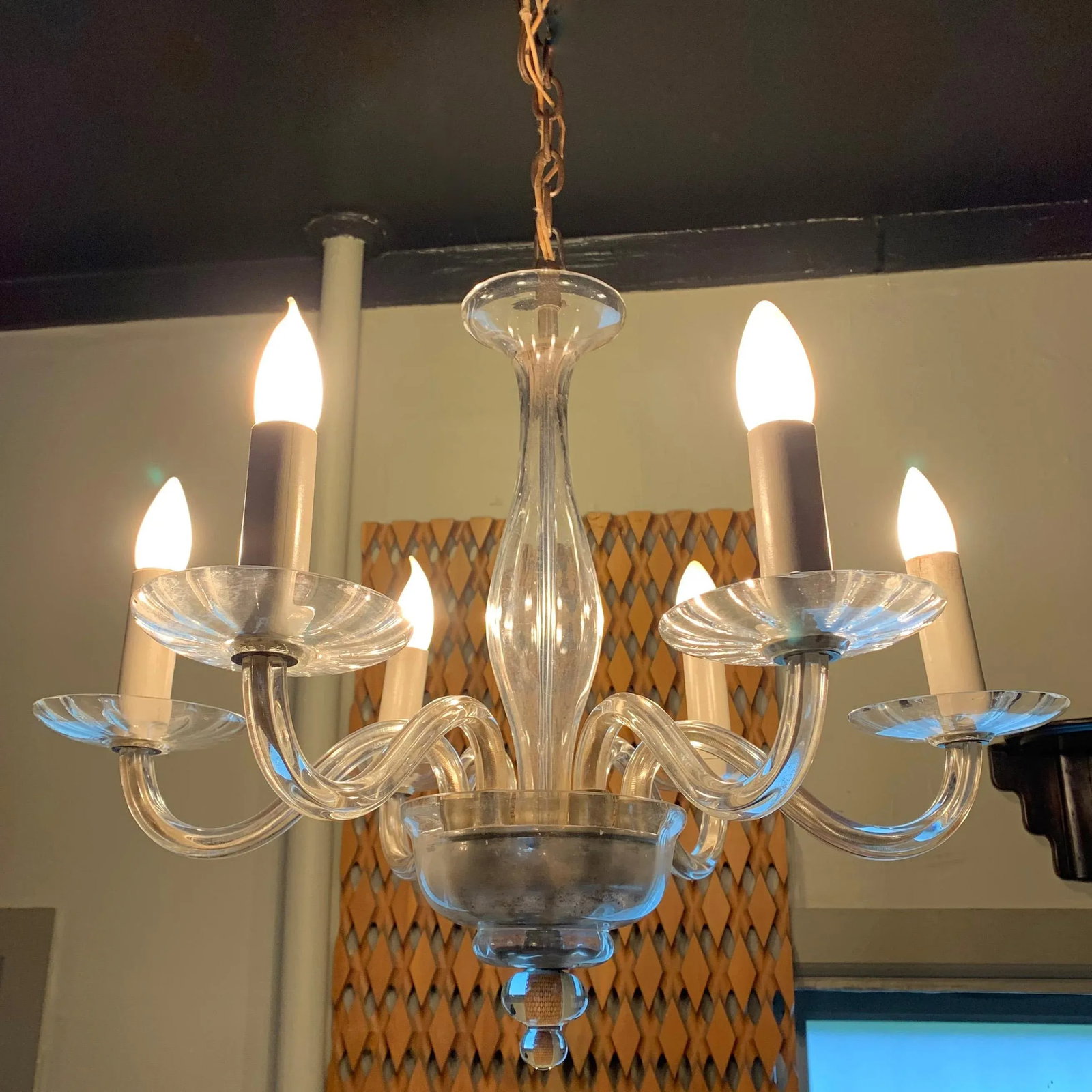 Midcentury Clear Murano Art Glass Chandelier - 8