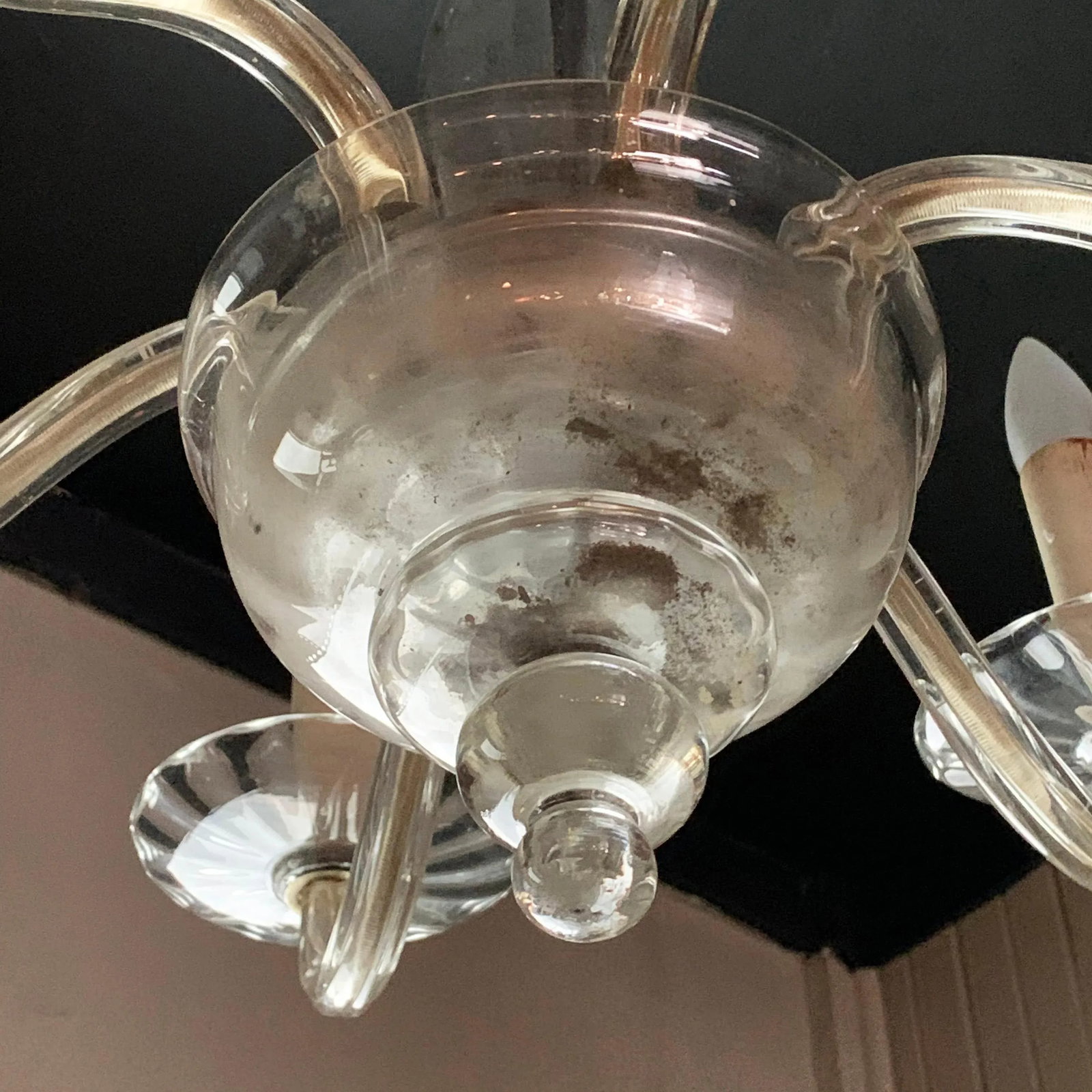 Midcentury Clear Murano Art Glass Chandelier - 9