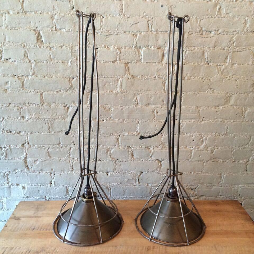 1940s Set of 3 Custom Industrial Gunmetal and Brushed Steel Pendant Lights - 3