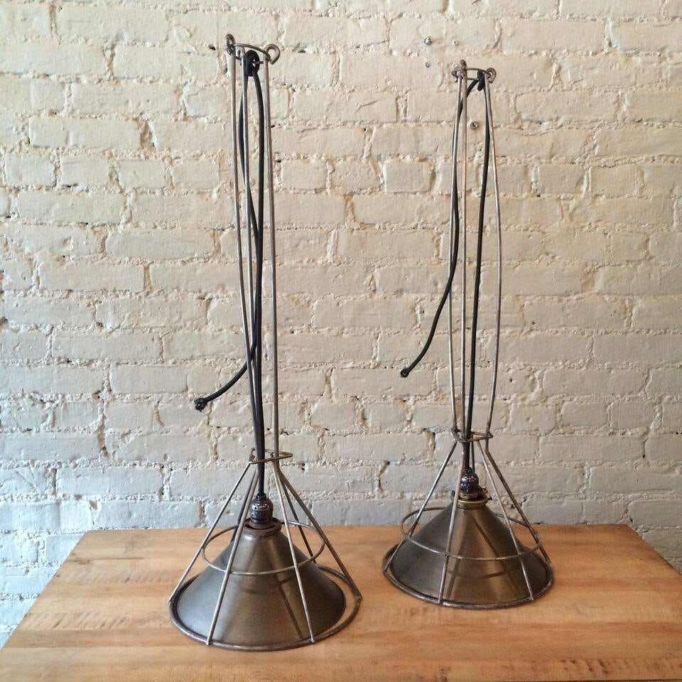 1940s Set of 3 Custom Industrial Gunmetal and Brushed Steel Pendant Lights - 4