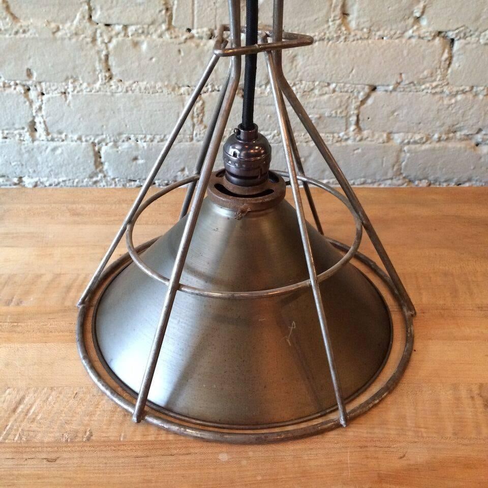 1940s Set of 3 Custom Industrial Gunmetal and Brushed Steel Pendant Lights - 6