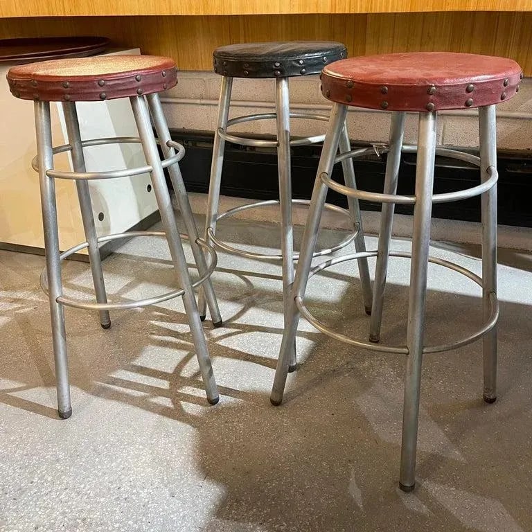 1930s Machine Age Tubular Aluminium Counter Stools by Alcoa Aluminum Co - Set of 3 - 7