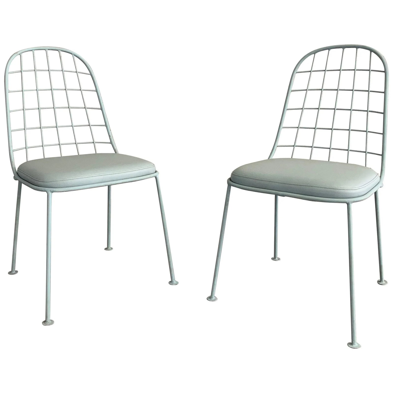 Mid-Century Modern Painted Wrought Iron Outdoor Patio Chairs - a Pair - 10