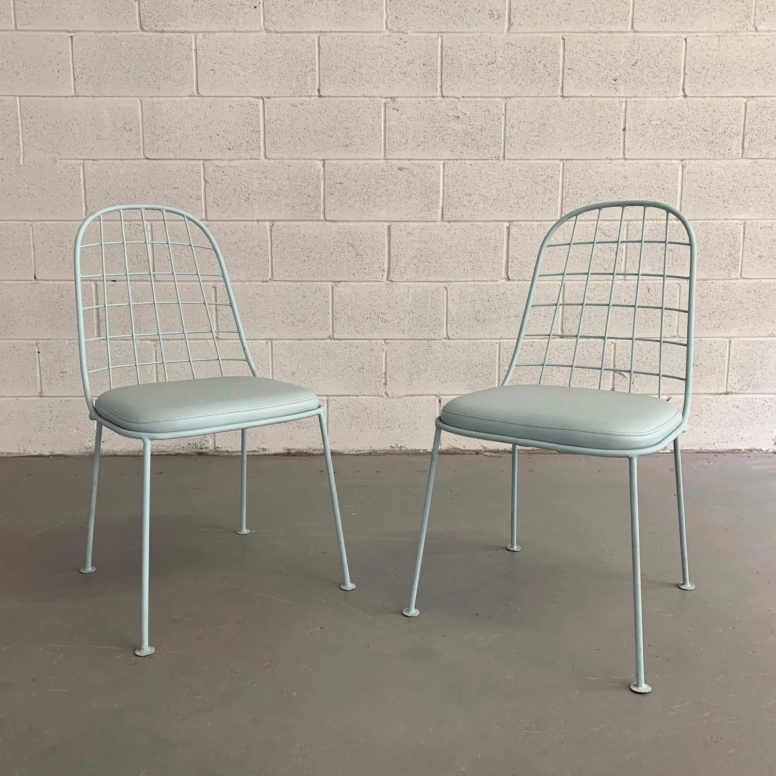 Mid-Century Modern Painted Wrought Iron Outdoor Patio Chairs - a Pair - 2