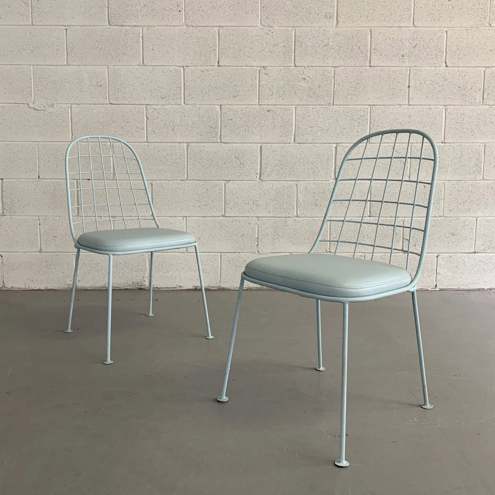 Mid-Century Modern Painted Wrought Iron Outdoor Patio Chairs - a Pair - 3