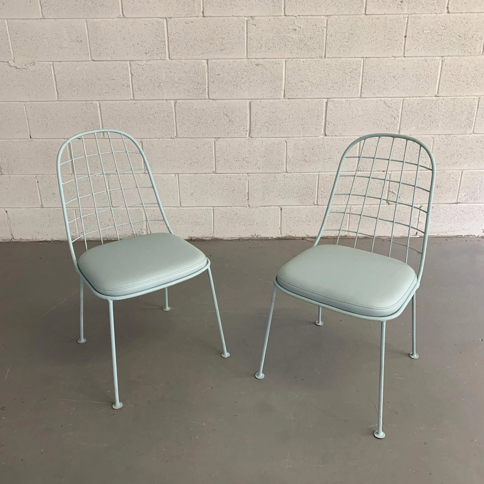 Mid-Century Modern Painted Wrought Iron Outdoor Patio Chairs - a Pair - 4
