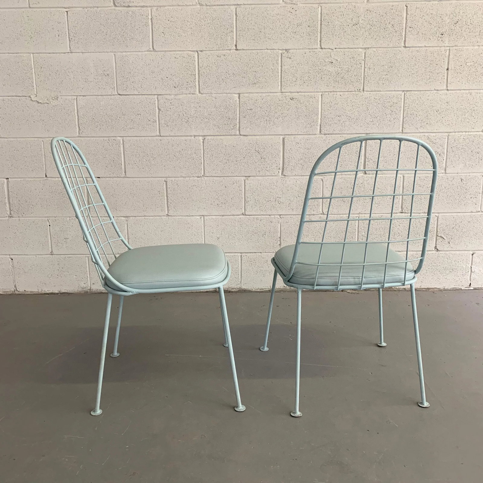 Mid-Century Modern Painted Wrought Iron Outdoor Patio Chairs - a Pair - 5