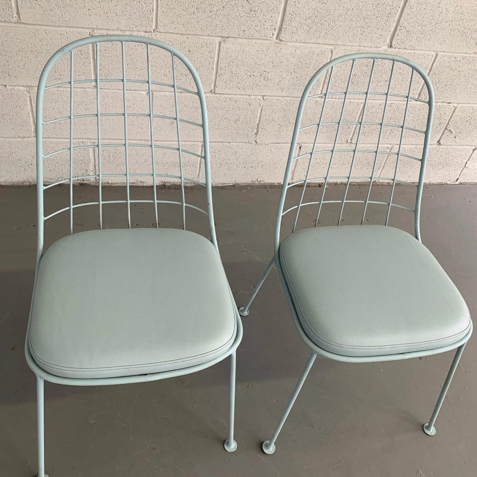 Mid-Century Modern Painted Wrought Iron Outdoor Patio Chairs - a Pair - 7