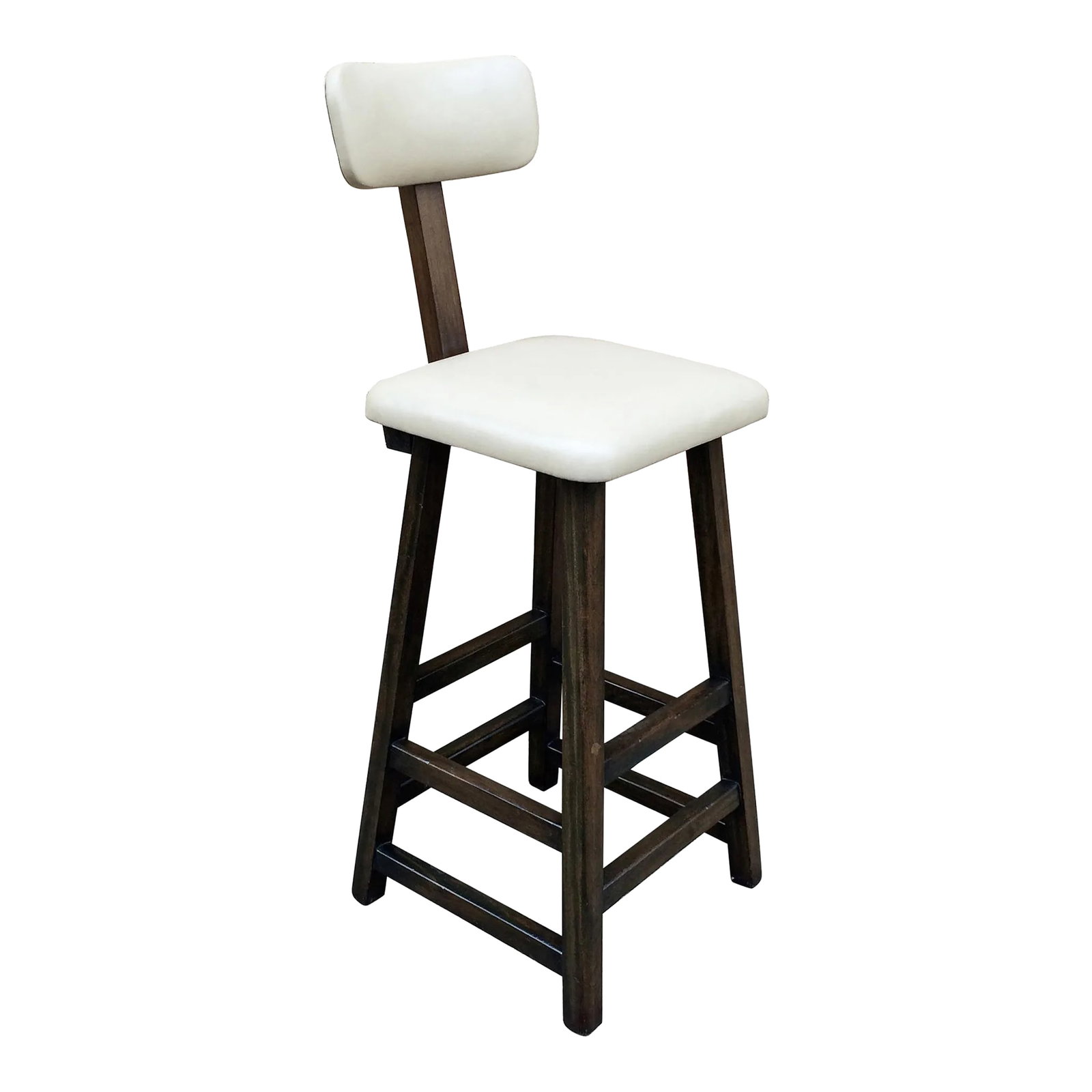 Tall Arts & Crafts Ebonized Maple Leather Upholstered Stool (1 of 7)