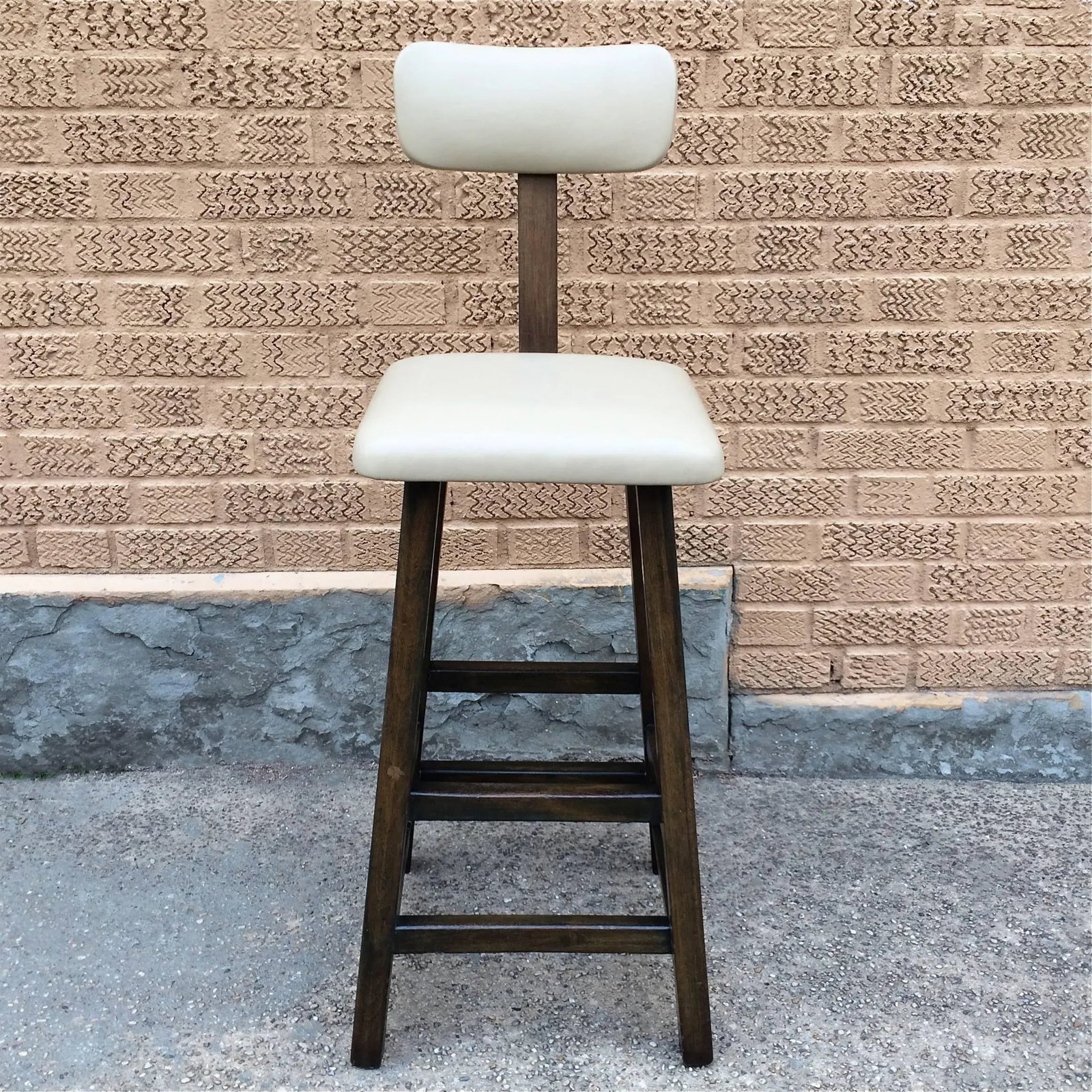 Tall Arts & Crafts Ebonized Maple Leather Upholstered Stool - 2