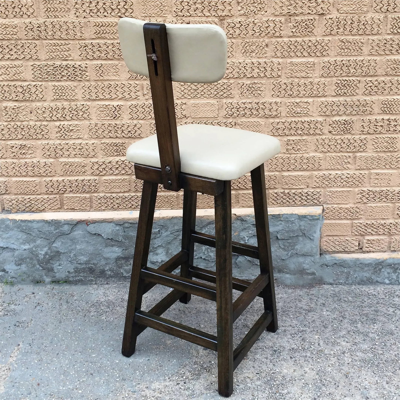 Tall Arts & Crafts Ebonized Maple Leather Upholstered Stool - 4
